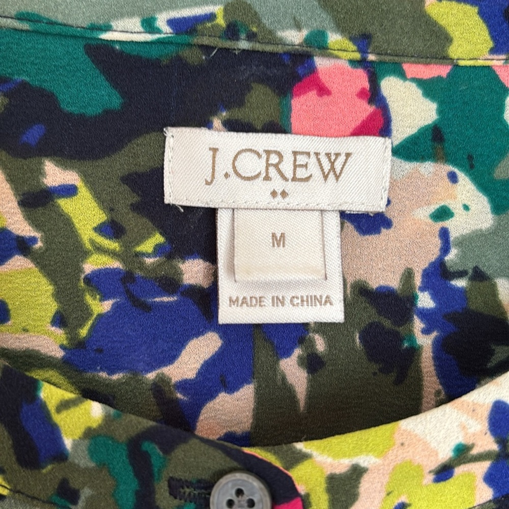 J.Crew Floral Multi-Color Long-Sleeve Blouse Size Medium - Picture 4 of 8